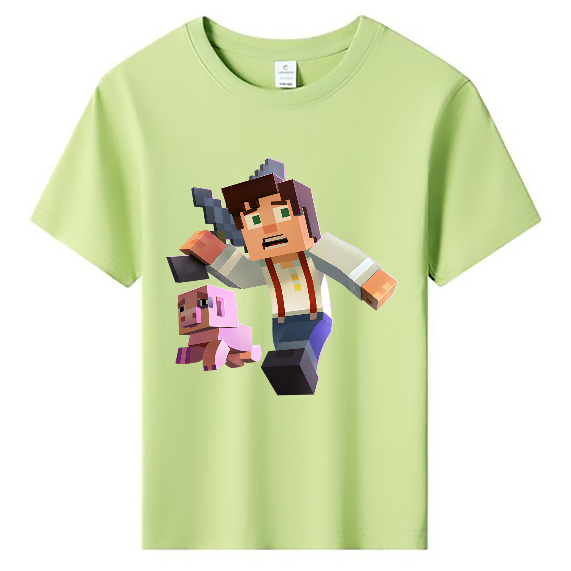 （画像用） マインクラフト ブロックの世界 Minecraft MC Block world 綿100％キッズTシャツ（フロントプリント）